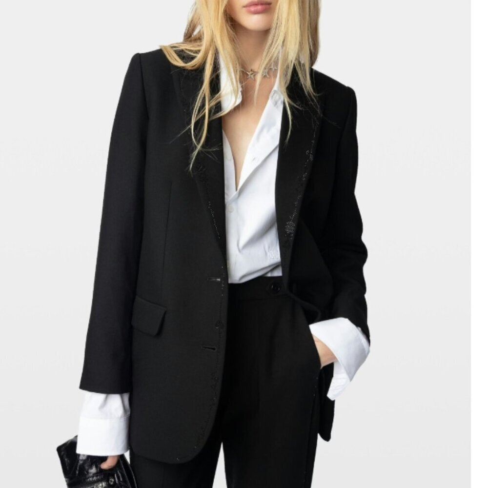 Zadig & Voltaire Viva Women's Rhinestone Blazer Black 38/M NWT